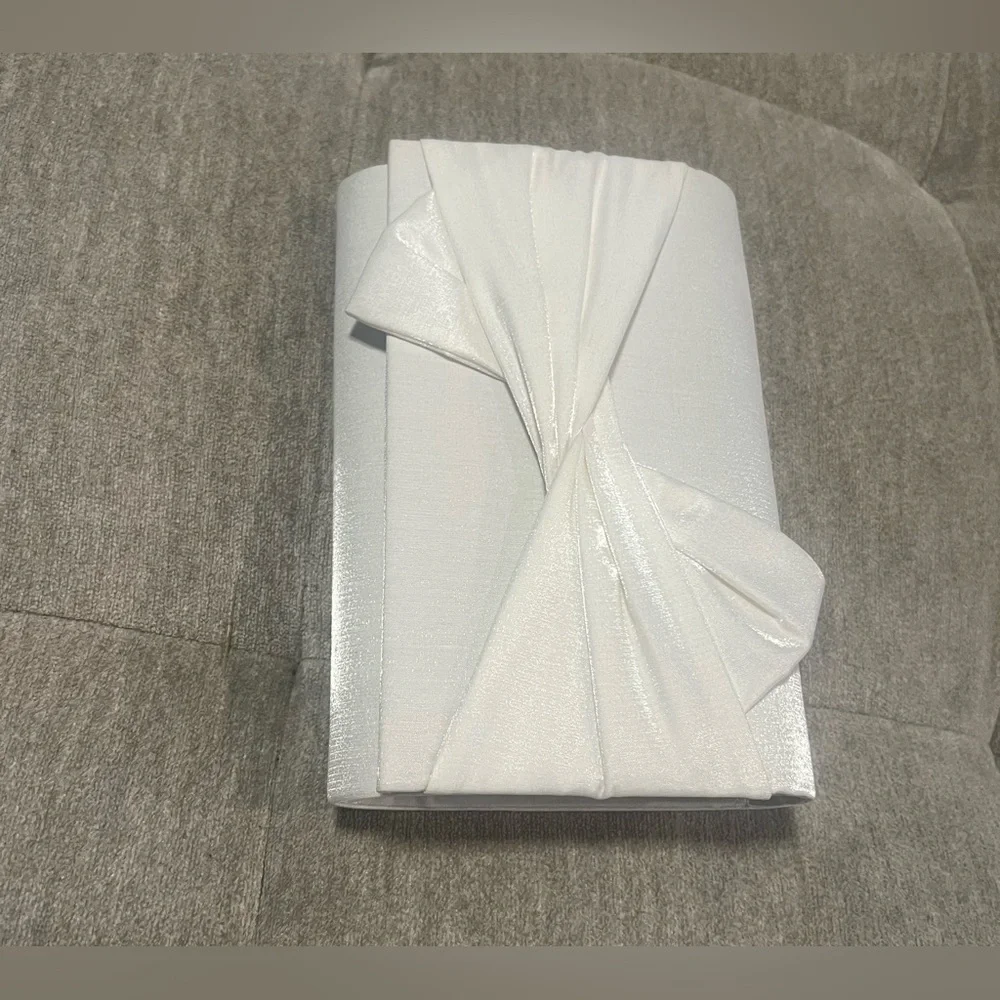 Satin Evening Bag Bow Flap Clutch Purse Crossbody Bag White Formal Bag